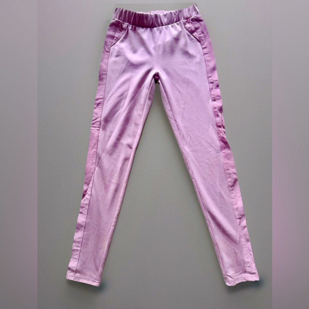 Iman Global Chic Pull-On Mid-Rise Pink Ankle Pant Ponte Fabric/Suede Trim XS NWT